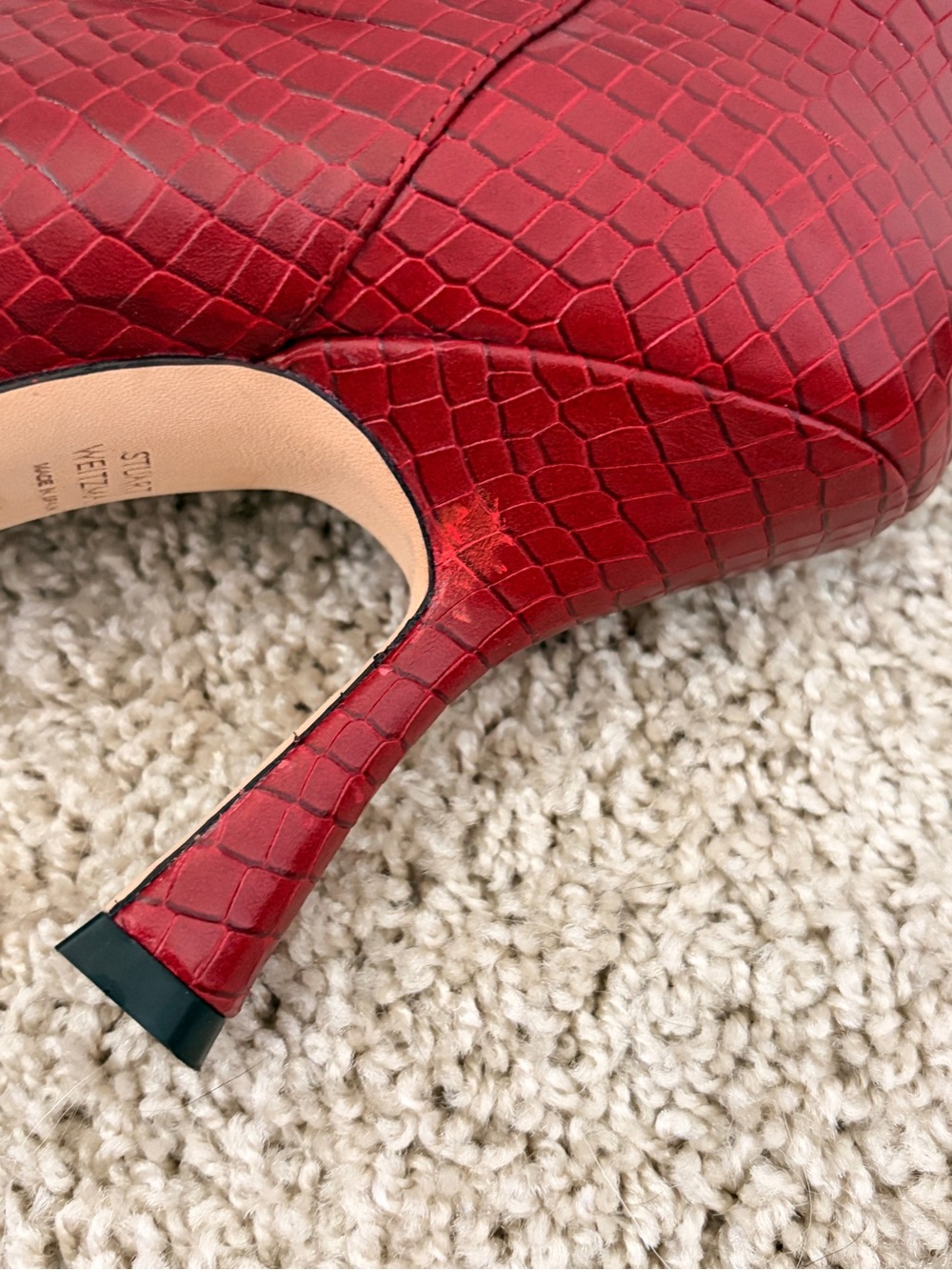 Stuart Weitzman Red Croc-Embossed Knee High Parton Boot sz 7 - Picture 11 of 13